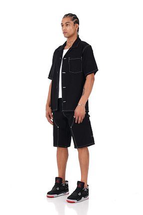 ست بالاتنه و پائین تنه مشکی مردانه بافتنی İkao - کد 846217638