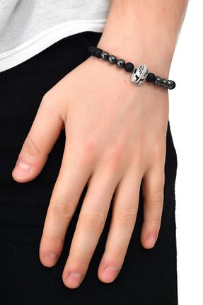 دستبند جواهر مشکی مردانه سنگ طبیعی LABALABA - کد 3808962
