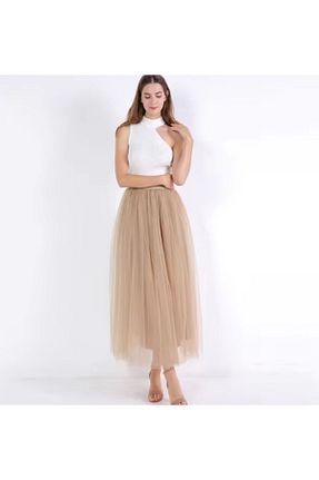 دامن بژ زنانه پارچه MERİT FASHION - کد 846248347