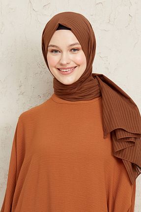شال قهوه ای زنانه پنبه ای Helya - کد 278448754