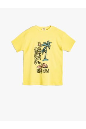 تی شرت زرد بچه گانه اورسایز یقه گرد تکی بیسیک کد 841617154