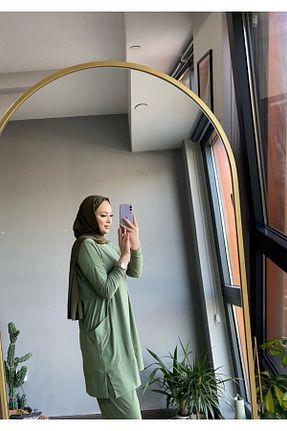 ست بالاتنه و پائین تنه حجاب سبز زنانه Asimetrik MODAMÜNASİP - کد 641232762
