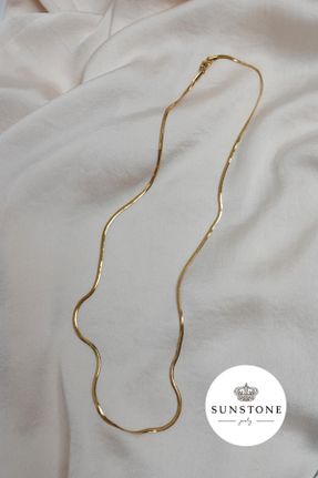 گردنبند استیل طلائی زنانه استیل ضد زنگ کد 817205108