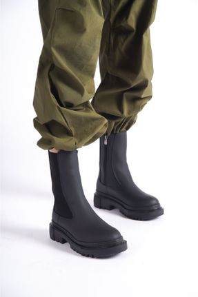 بوت مشکی زنانه چرم مصنوعی پاشنه پلت فرم پاشنه کوتاه ( 4 - 1 cm ) Gore-Tex مقاوم در برابر آب کد 758353867