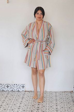 کیمونو و کافتان زرد زنانه بافتنی Bahtiyar İpek - کد 841235999