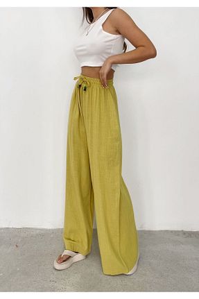 شلوار زرد زنانه Keten Görünümlü İLKCET MODA - کد 845426693