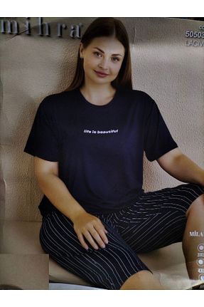 ست لباس راحتی سرمه ای زنانه ساده Mihra Stil - کد 841725585