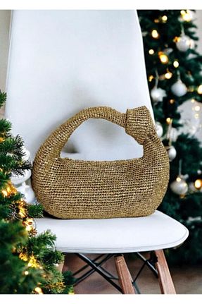 کیف دستی طلائی زنانه سایز متوسط Knittingworld - کد 794239343