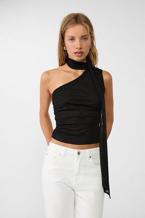 بلوز مشکی زنانه ساده Stradivarius - کد 846171406