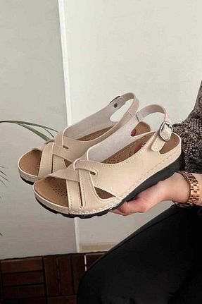 صندل بژ زنانه پاشنه پر ShoesBag - کد 834243569