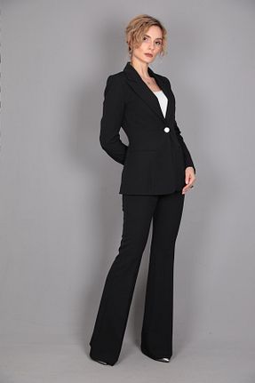 کت و شلوار مشکی زنانه یقه کتی ÖNDER ÖZSOY - کد 809564210