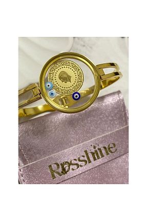 دستبند استیل (فولاد) طلائی زنانه استیل (فولاد) rosshine - کد 792019531