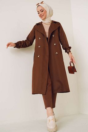 ترنچکت حجاب قهوه ای زنانه مخلوط ویسکون Bigdart - کد 845182788