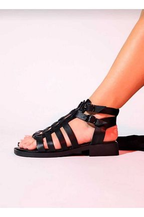 صندل مشکی زنانه پاشنه تخت Rugano - کد 820865172