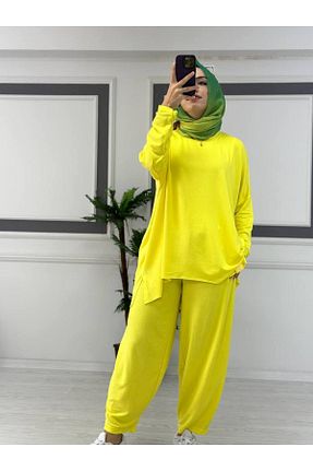 ست بالاتنه و پائین تنه زرد زنانه بافتنی ButikKardelen - کد 842949403