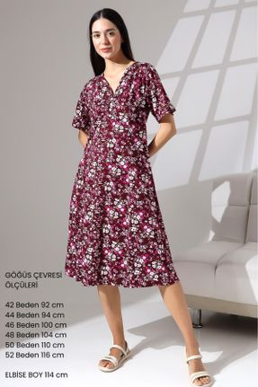 لباس زرشکی زنانه بافتنی رگولار آستین-کوتاه کد 828054534