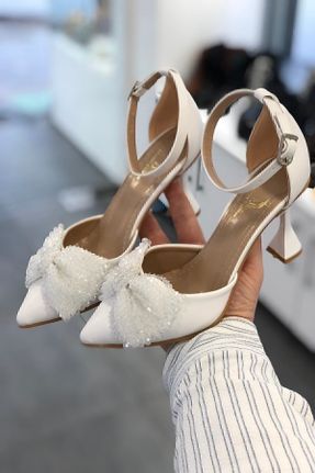 کفش مجلسی سفید زنانه پاشنه متوسط ( 5 - 9 cm ) پاشنه نازک چرم مصنوعی کد 787514272