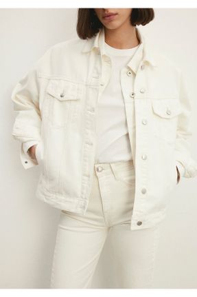 کت سفید زنانه ریلکس پنبه (نخی) بدون آستر کد 688919709