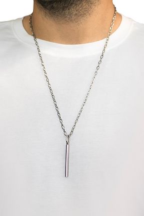گردنبند جواهر طوسی مردانه استیل ضد زنگ Valael - کد 846649792