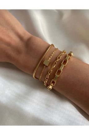 دستبند جواهر طلائی زنانه برنز کد 845708361