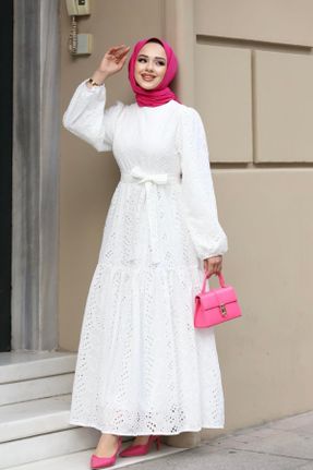 لباس سفید زنانه بافتنی جین رگولار کد 829331807