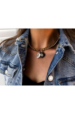 گردنبند استیل ( فولاد ) طلائی زنانه روکش طلا Bayemeyc - کد 97748183