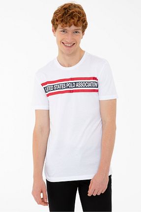تیشرت سفید مردانه یقه دوچرخه U.S. Polo Assn. - کد 124478841