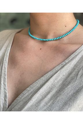 گردنبند نقره فیروزه ای زنانه 925 عیار ymur tasarım - کد 124606281