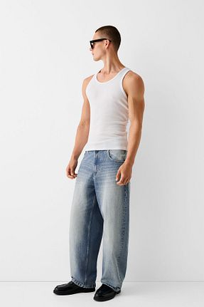 شلوار جین سرمه ای مردانه رگولار Bershka - کد 846393960