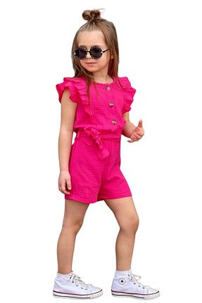 سرهمی صورتی بچه گانه آستین ژولیده/ چروک uz shop - کد 824675063