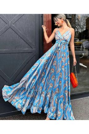 لباس آبی زنانه بافتنی پنبه - پلی استر کد 822363957