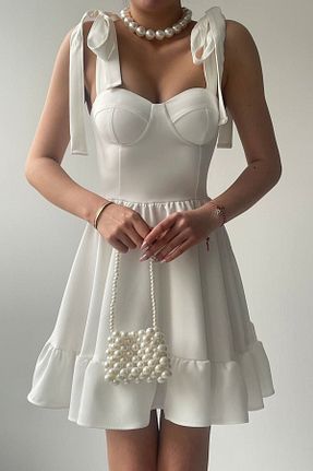 لباس سفید زنانه بافتنی vuvutasarım - کد 839407235