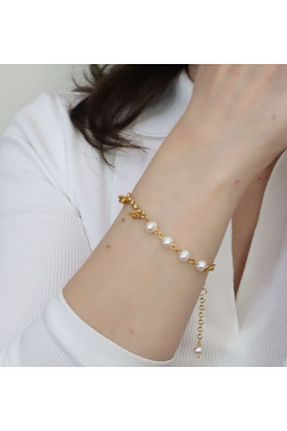 دستبند مروارید طلائی مروارید آب شیرین Rüveyda Ahkemoğlu - کد 846522660