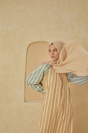 شال بژ زنانه کرپ Cardion - کد 46662167