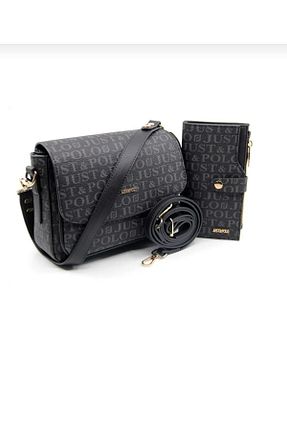 کیف دوشی مشکی زنانه چرم مصنوعی Just Polo - کد 838543425