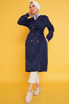 مانتو بلند حجاب سرمه ای زنانه مخلوط ویسکون Bigdart - کد 845188263