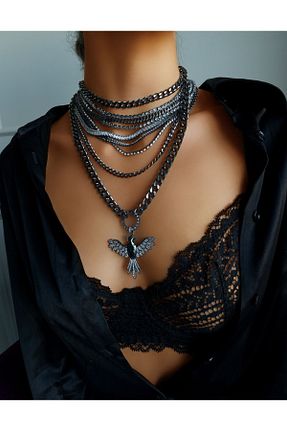 گردنبند جواهر مشکی زنانه رودیوم Bayemeyc - کد 307610429
