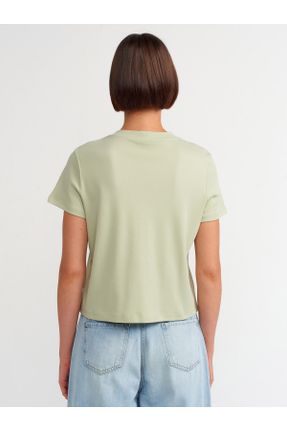 تی شرت فیروزه ای زنانه رگولار یقه گرد پنبه (نخی) تکی کد 844852511