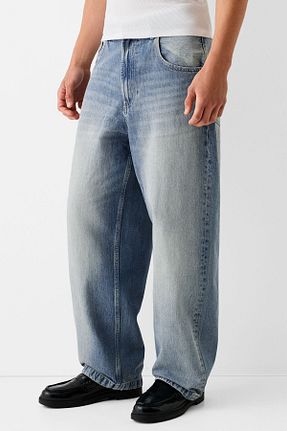 شلوار جین سرمه ای مردانه رگولار Bershka - کد 846393960