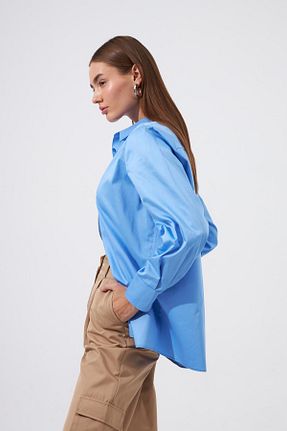 پیراهن آبی زنانه اورسایز NOK İSTANBUL - کد 769094388