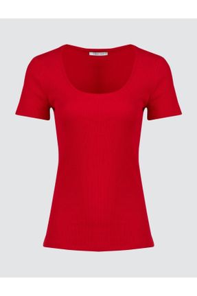 تی شرت قرمز زنانه یقه U کد 819435899