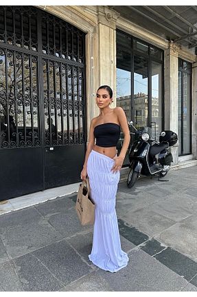 دامن سفید زنانه ابریشم ForOre - کد 846378252