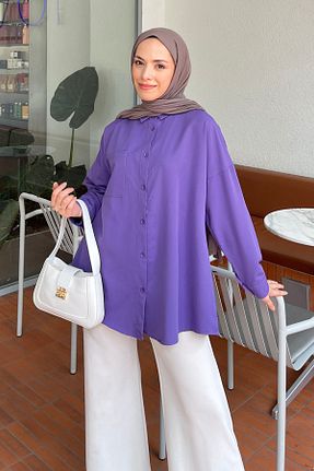 پیراهن حجاب بنفش زنانه اورسایز lamelif - کد 846389915