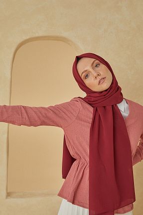 شال زرشکی زنانه کرپ Cardion - کد 46662394