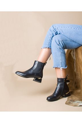 بوت / نیم بوت مشکی زنانه چرم خالص RUKASHOES - کد 846421808
