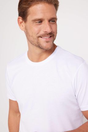 تی شرت سفید مردانه یقه گرد تکی طراحی کد 823674404