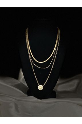 گردنبند استیل ( فولاد ) طلائی زنانه استیل (فولاد) Gülşah bostan aksesuar - کد 775935930