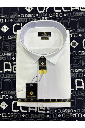پیراهن سفید مردانه اورسایز CLASSO - کد 679337255