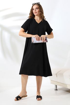 لباس سایز بزرگ مشکی زنانه ویسکون LİKAPA - کد 846481992