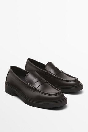 کفش لوفر قهوه ای مردانه چرم خالص Massimo Dutti - کد 846607807
